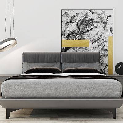 现代床床头柜卧室吊灯