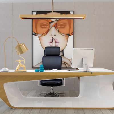 现代老板台书柜