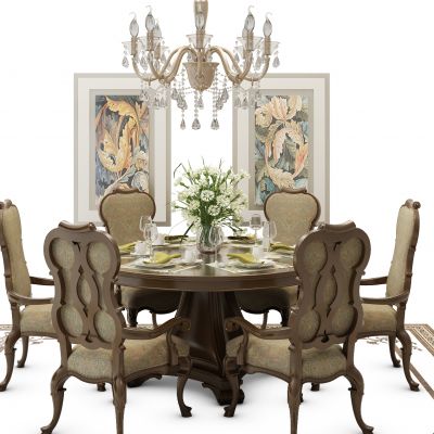欧式餐桌椅组合圆桌