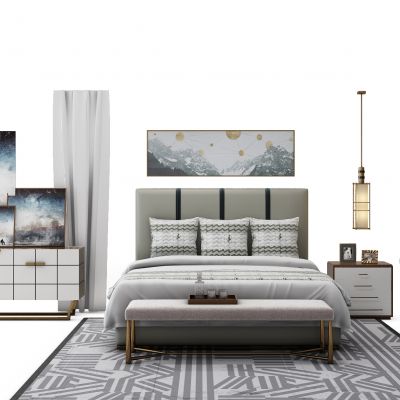 现代床电视柜组合