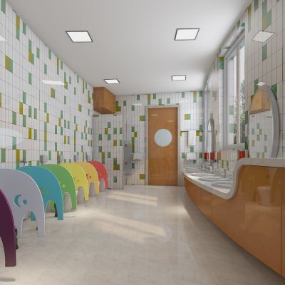 现代儿童卫生间大象造型隔板