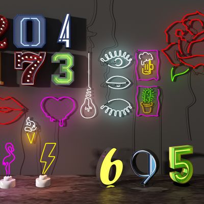 现代咖啡厅餐厅酒吧夜店霓虹灯管彩灯