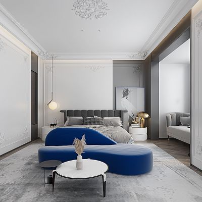 现代欧式法式卧室双人床