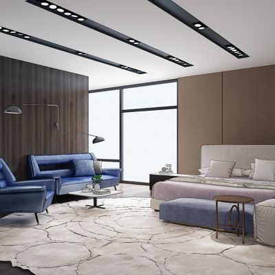 现代轻奢卧室床沙发茶几组合