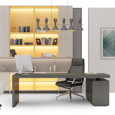 现代老板台书柜