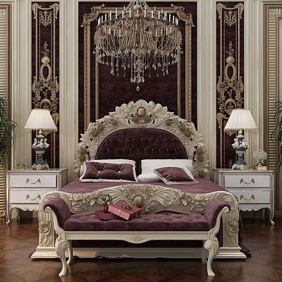 欧式古典法式床床头柜卧室吊灯