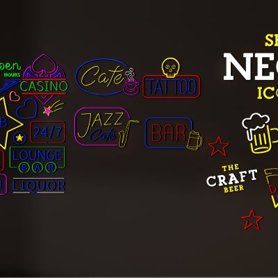 现代咖啡厅餐厅酒吧夜店霓虹灯管彩灯