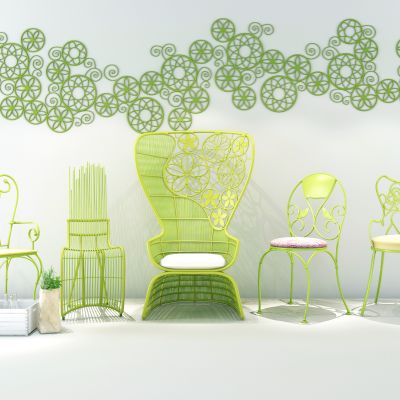 现代民宿东南亚户外藤编铁艺休闲座椅