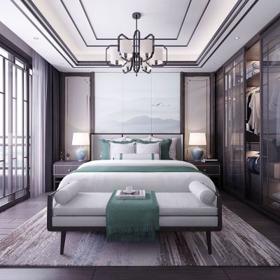 新中式样板间主卧室