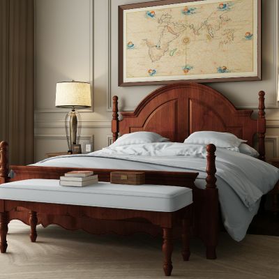 欧式美式卧室双人床床尾凳踏台灯床头柜