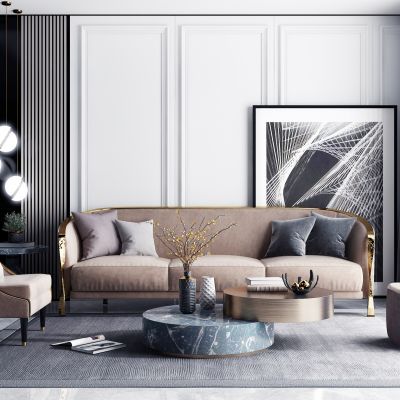 现代轻奢客厅沙发茶几