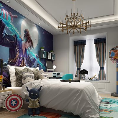 现代儿童房卧室儿童篮球篮板