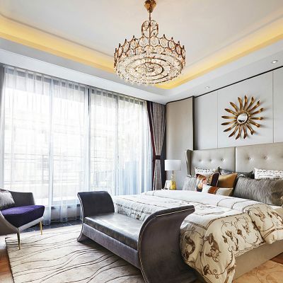 简欧欧式新古典我是床床头柜水晶吊顶