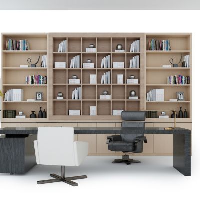 现代老板台书柜