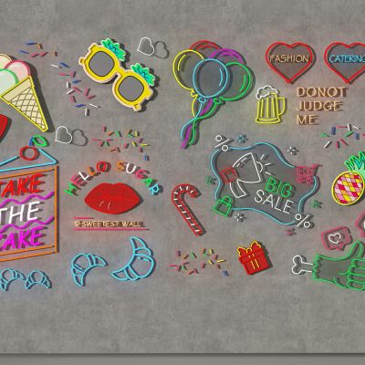 现代咖啡厅餐厅酒吧夜店霓虹灯管彩灯