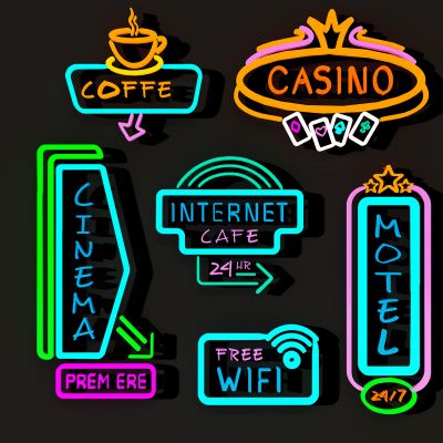 现代咖啡厅餐厅酒吧夜店霓虹灯管彩灯