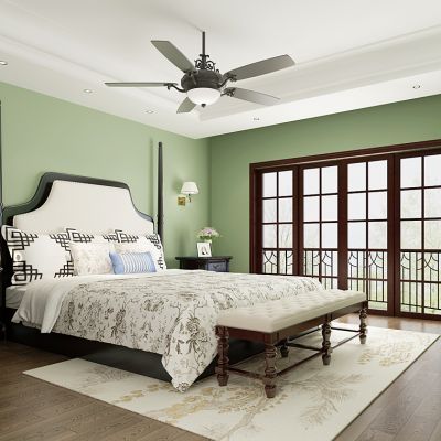 美式欧式卧室双人床风扇灯