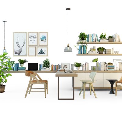 现代办公位书架