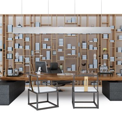 现代老板台书柜