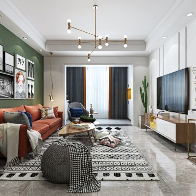 北欧现代客厅餐厅