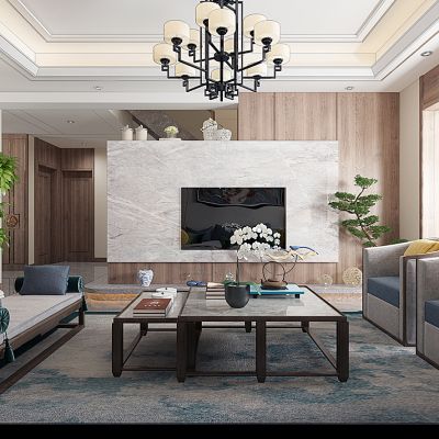 新中式客厅沙发茶几摆件沙发凳