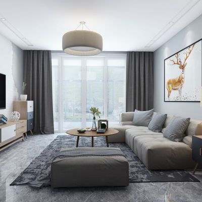 北欧现代客厅沙发茶几电视柜