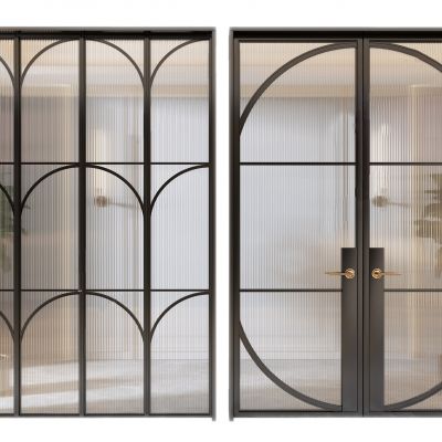 现代双开玻璃推拉门3d模型