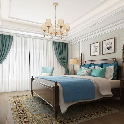 美式欧式卧室床床头柜