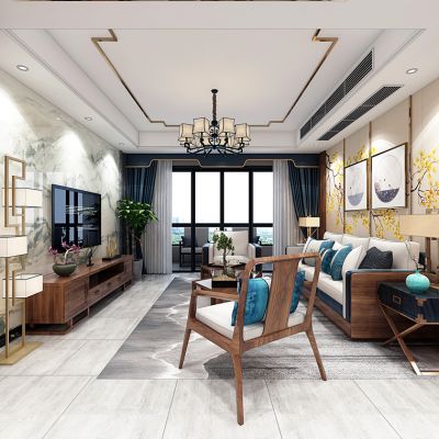 新中式客厅沙发茶几电视柜椅子