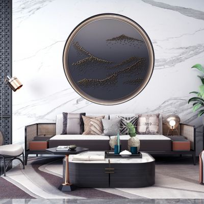 新中式客厅沙发茶几