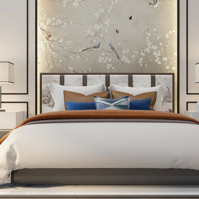 新中式双人床床头柜卧室