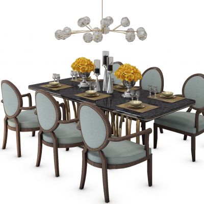简欧餐桌椅组合