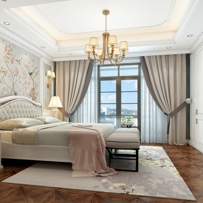 美式简欧式卧室床床头柜