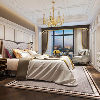 欧式古典新古典卧室床床头柜