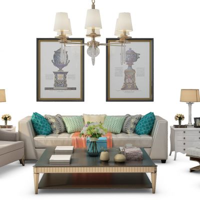 简欧沙发茶几组合