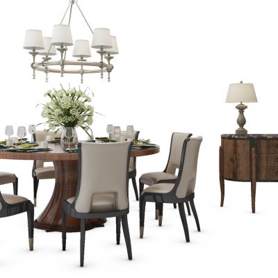 现代圆桌餐桌椅组合