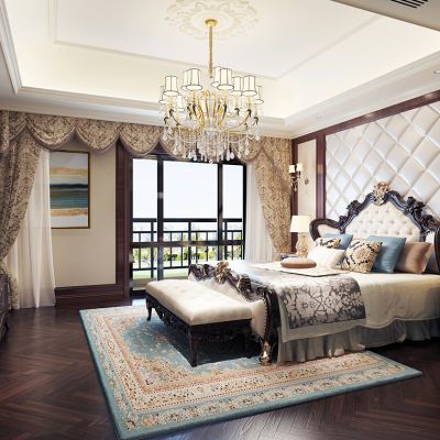 美式古典欧式古典卧室双人床床头柜电视柜