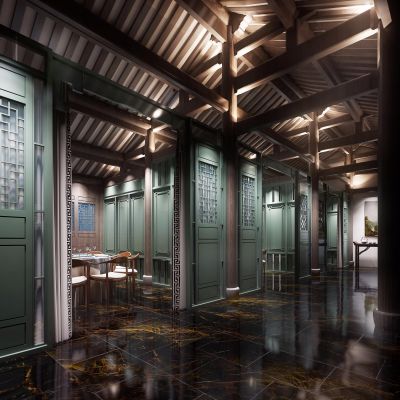 新中式餐厅包间走廊