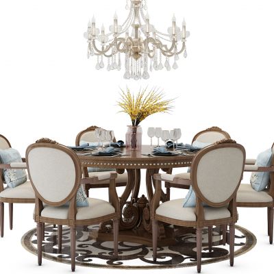 欧式餐桌椅组合圆桌
