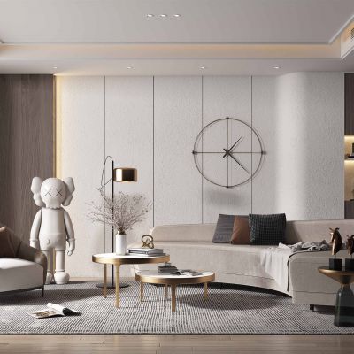 现代轻奢客厅弧形异形沙发茶几组合