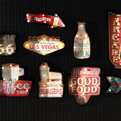 现代咖啡厅餐厅酒吧夜店霓虹灯管节日彩灯