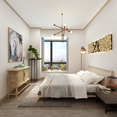 自然风民宿卧室床