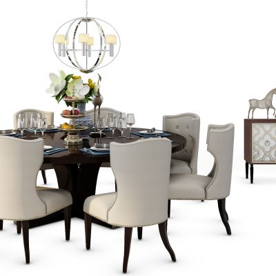 现代餐桌椅玄关柜组合