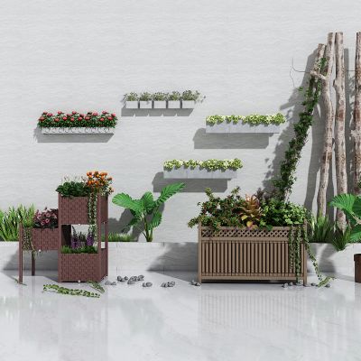 现代户外花箱，绿植景观，花架，盆栽，花藤