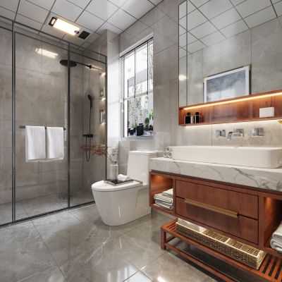 新中式卫生间，卫生间，