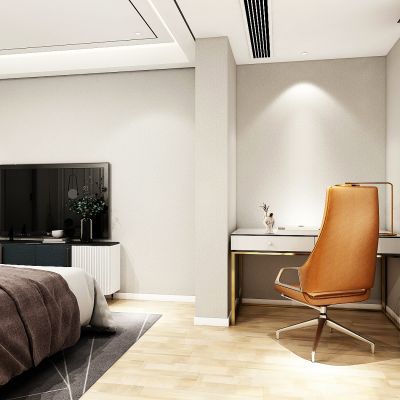 现代轻奢卧室阳台电脑桌，写字台，电视柜，卧室床