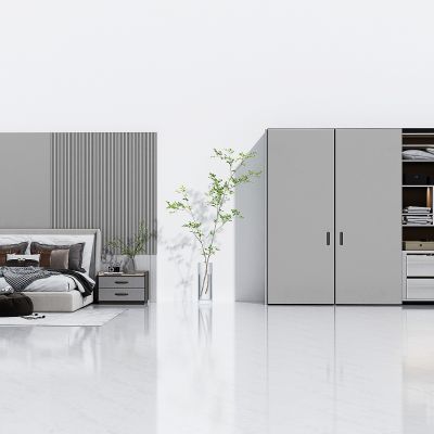 现代轻奢卧室床头背景墙