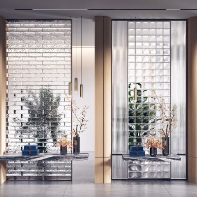 现代玻璃砖隔断