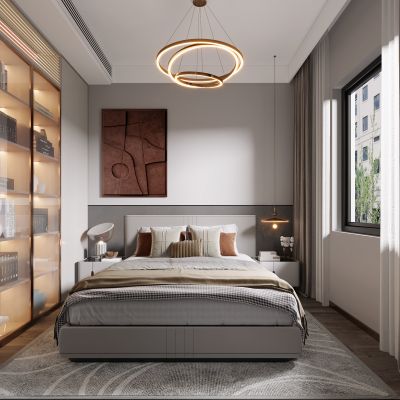 现代卧室，卧室