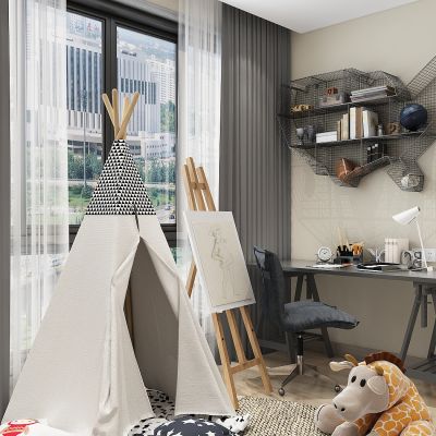 现代卧室阳台写字台